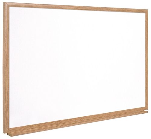 Bi-Office Earth-It Non-Magnetic Melamine Whiteboard Oak Wood Frame 1200x900mm alternative image 1