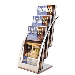 Literature Holder Countertop Three-Tiered Clear Pockets for Leaflets Silver alternative image 1