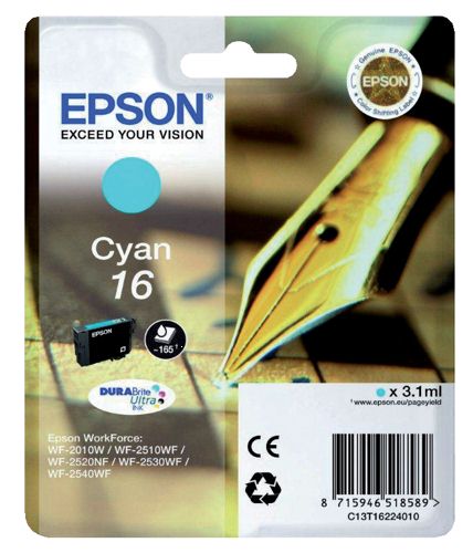 Epson T162240 Cyan Standard Capacity Ink (3.1ml) alternative image 1