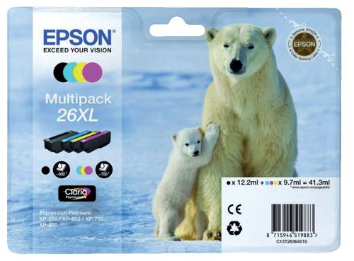 Epson T263640 High Capacity Pack of Four Ink Cartridge alternative image 1