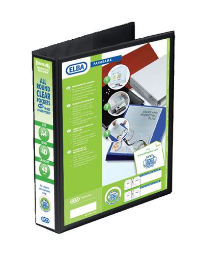 Elba Panorama Presentation Binder A4 4 D-Ring 40mm Black [Pack of 6] alternative image 1
