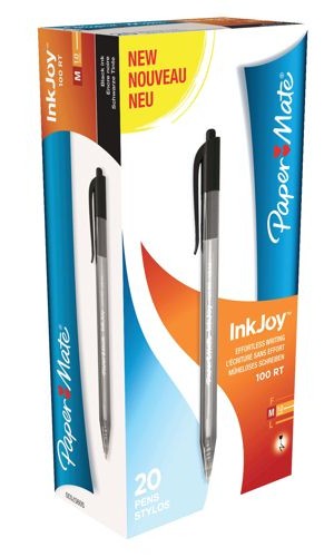 PaperMate InkJoy 100 Retractable Ballpoint Pen Medium Black [Pack of 20] alternative image 1