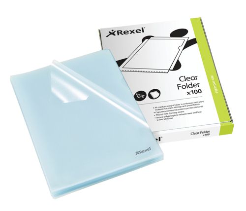 Rexel A4 Cut Flush Folders Clear [Pack of 100] alternative image 1