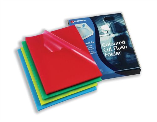 Rexel A4 Cut Flush Folders Assorted [Pack of 100] alternative image 1