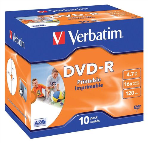 Verbatim DVD-R 16x Wide Inkjet Printable ID [Pack of 10] alternative image 1
