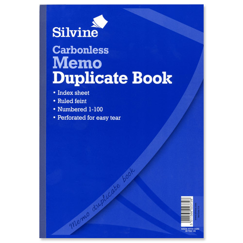 Silvine Carbonless Duplicate Memo Book Blue [Pack of 3] alternative image 1