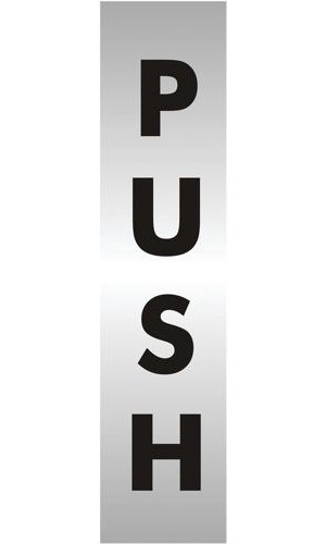 SECO Acrylic PUSH Door Sign Brushed Aluminium Composite 190x45mm - BAC126-45x190 alternative image 1