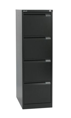 Bisley Filing Cabinet 4 Drawer Lockable Flush Black alternative image 1