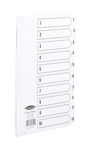 Concord Index A5 1-10 White alternative image 1