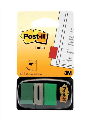 Post-It Index Tabs 25mm Green [Pack of 12] alternative image 1