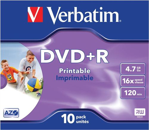 Verbatim DVD+R 16x Inkjet Printable [Pack of 10] alternative image 1