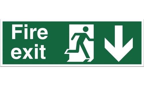 Fire Sign:Fire Exit Down 150x450mm Self Adhesive alternative image 1