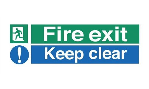 Safety Sign:Fire Exit and Keep Clear 150x450mm Self Adhesive alternative image 1