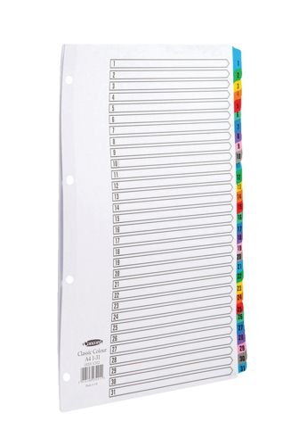 Concord Indexes A4 White with Multicolour Tabs 1-31 alternative image 1