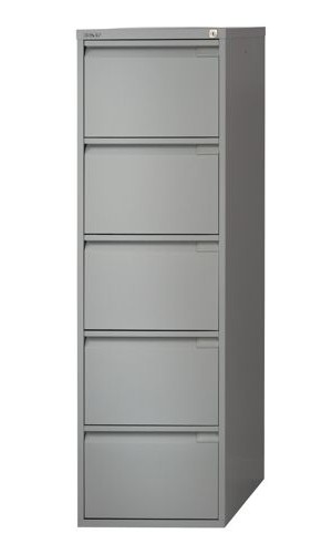 Bisley Filing Cabinet 5 Drawer Lock Grey Flush alternative image 1