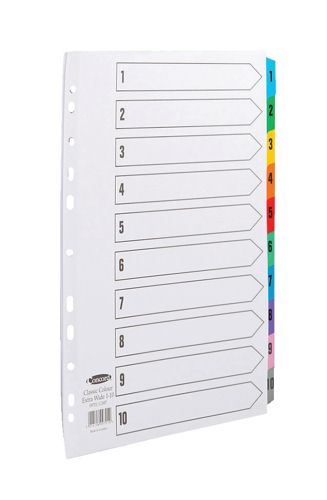 Concord Index A4 1-10 Extra Wide with Multicolour Tabs alternative image 1