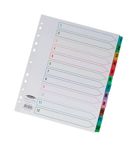 Concord Index A4 1-12 Extra Wide with Multicolour Tabs alternative image 1