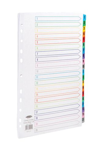 Concord Index A4 1-20 Extra Wide with Multicolour Tabs alternative image 1