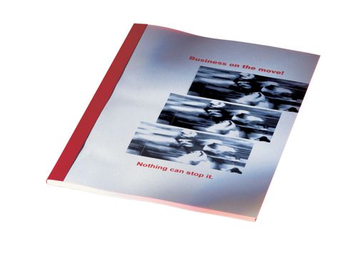 GBC 1.5mm 250g Thermal Covers Gloss Clear and Red [Pack of 100] alternative image 1