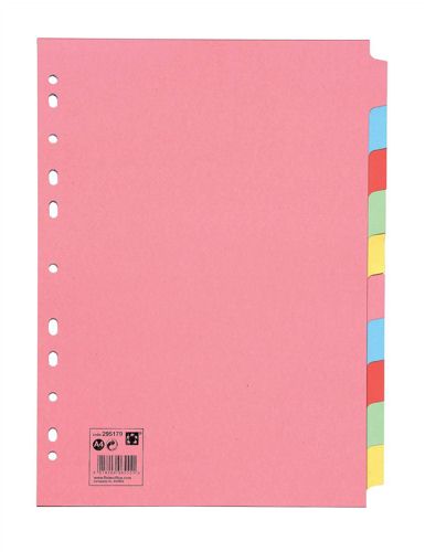 Value Divider 10 Part A4 160GSM Card Assorted Colours - 80002DENT