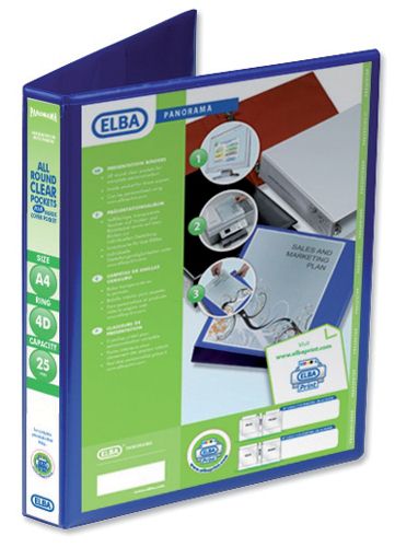 Elba Panorama Presentation Binder A4 4 D-Ring 25mm Blue [Pack of 6] alternative image 1