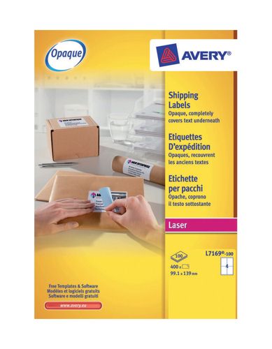 Avery Laser Labels 4/Sheet 139x99.1mm L7169-100 [100 Sheets] alternative image 1