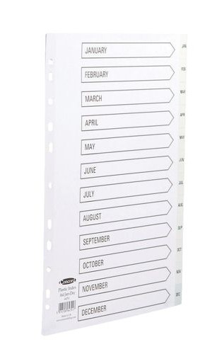 Concord Polypropylene Jan-Dec A4 Index White alternative image 1