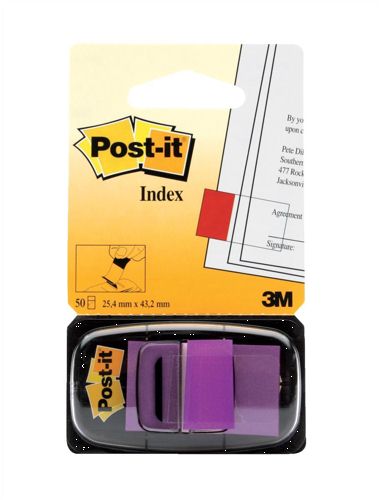 Post-It Index Tab 25mm Purple [Pack of 12x50] alternative image 1