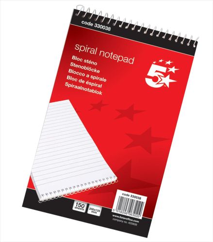 Value 127x200mm Wirebound Card Cover Reporters Shorthand Notebook Ruled 260 Pages Blue [Pack of 10]