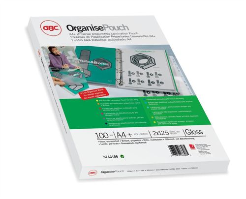 GBC 3743156 A4 Organise Gloss Pouch 125 Micron [Pack of 100] alternative image 1