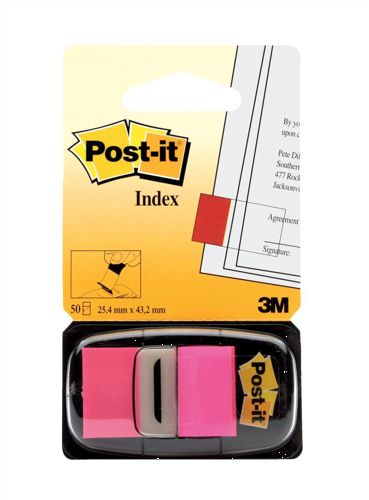 Post-It Index Tabs 25mm Bright Pink [Pack of 12] alternative image 1