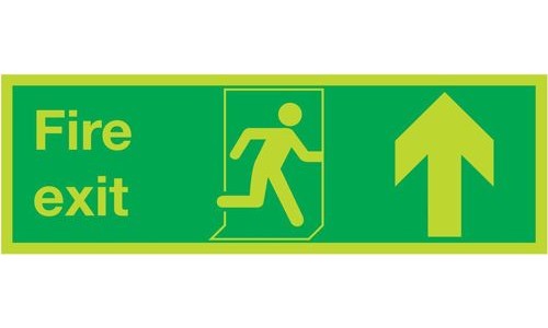 Photoluminescent Sign:Fire Exit Up 150x450mm PVC alternative image 1