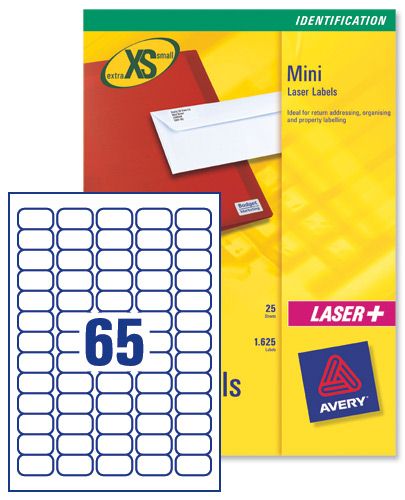 Avery Inkjet Labels 65/Sheet 38.1x21.2mm J8651 [25 Sheets] alternative image 1