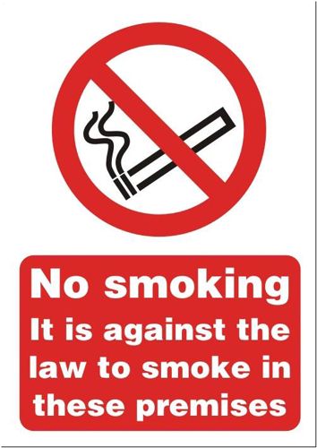 No Smoking Sign:No Smoking (Against the Law) A5 Self Adhesive alternative image 1
