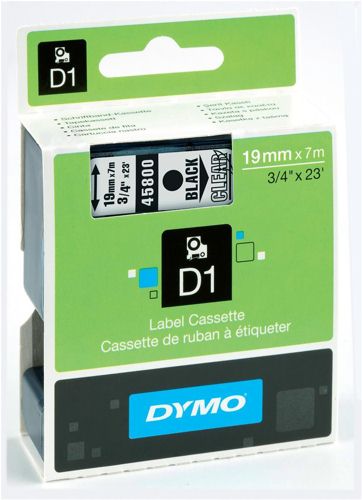 Dymo D1 Labels 19mm Black on Clear alternative image 1