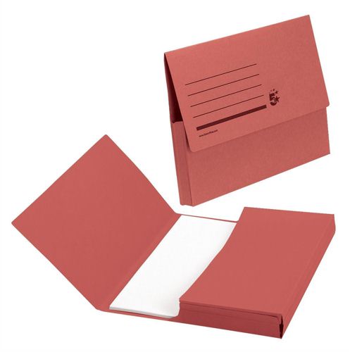 Value Document Wallet Manilla Foolscap Half Flap 285GSM Red (Pack 50) - 45118DENT