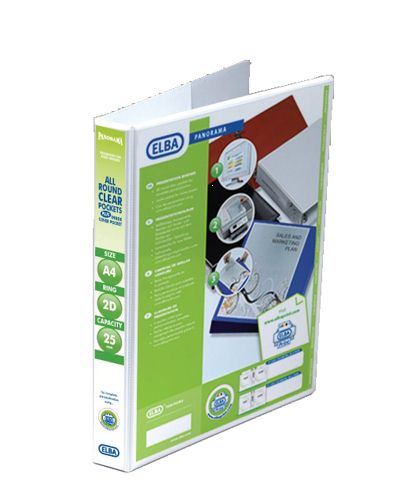 Elba Panorama Presentation Binders A4 2 D-Ring 25mm White [Pack of 6] alternative image 1