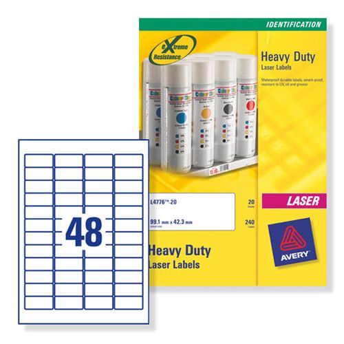 Avery L6009-20 Laser Labels Heavy Duty 48/Sheet Silver [20 Sheets] alternative image 1