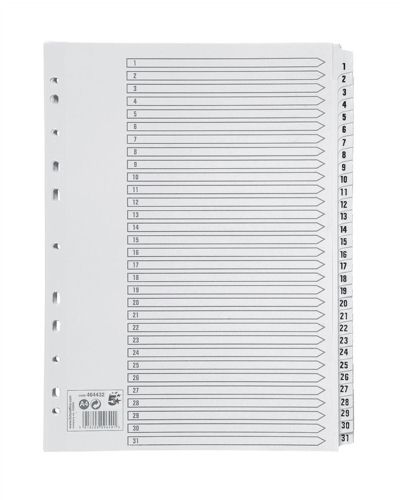 Value Index 1-31 A4 Card White 150GSM with White Mylar Tabs - 80050DENT