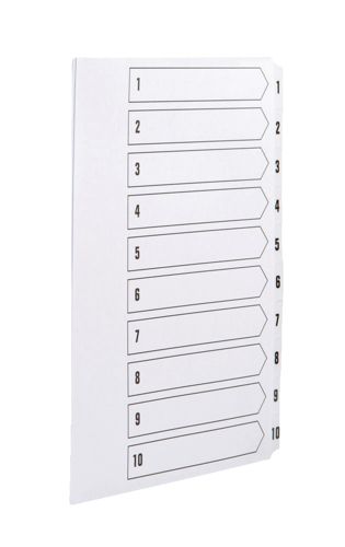 Concord Indexes A4 Unpunched 1-10 White [Pack of 10] alternative image 1