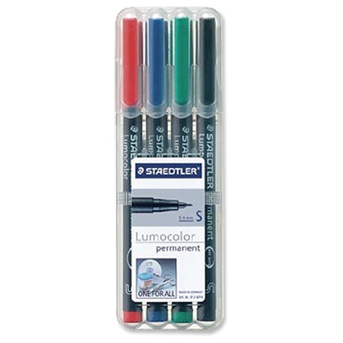 Staedtler 313 Lumocolor Pen Permanent Superfine Assorted [Wallet of 4] alternative image 1