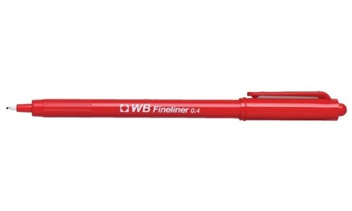 Fineliner Pen 0.4mm Red [Pack of 10] alternative image 1