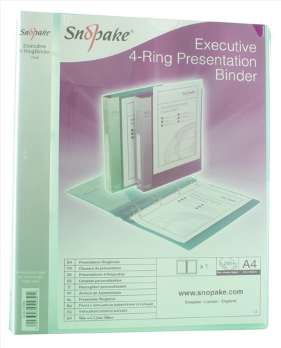 Snopake Executive Presentation Ring Binder 4 D-Ring Binder A4 Clear alternative image 1