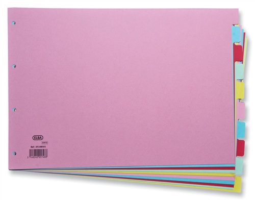 Elba A3 Card Dividers 10 Part Multi-Coloured alternative image 1