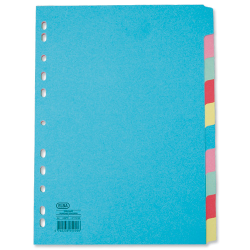 Elba A4 10-Part Card Dividers Multi-Coloured alternative image 1
