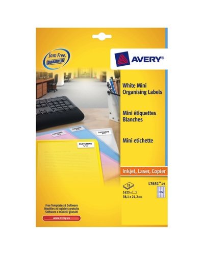 Avery Laser Mini Labels 65/Sheet White [250 Sheets] alternative image 1