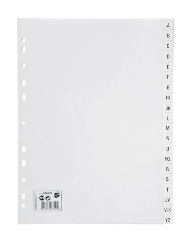 Value Index A-Z A4 120 Micron Polypropylene White - 80017DENT