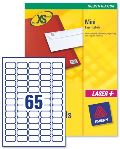 Avery J8651-100 Inkjet Mini Address Labels 65/Sheet White [Pack of 100] alternative image 1