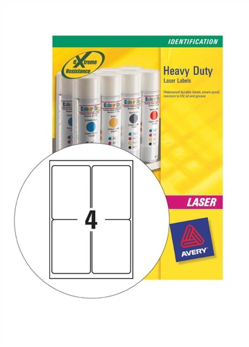 Avery L4774-20 Laser Labels Heavy Duty 4/Sheet White [20 Sheets] alternative image 1