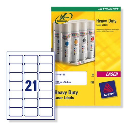 Avery Laser Labels Heavy Duty 21/Sheet White [20 Sheets] alternative image 1